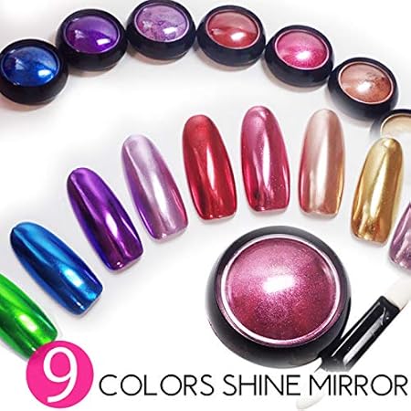Amazon カラーミラーパウダー 9色 ピンクミラー ピンクミラーパウダー ピンクゴールド ゴールド ブルー グリーン パープル 紫 青 メタリック ジェルネイル ミラーパウダー ご選択ください Pink Cocoro Nail ドラッグストア