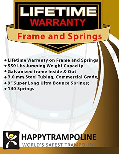 Happy Trampoline - Galactic Xtreme Gymnastic Outdoor Trampoline with Net Enclosure - High Performance Commercial Grade I Life-time Warranty, Heavy Weight Jumping Capacity (10 X 20 Ft, Rectangle)