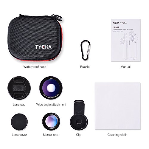 Tycka Phone Camera Lens kit pro, 120° 0.4X no Distortion Wide Angle Lens, 15X Marco Lens, Portable case and Microfiber Cleaning Cloth for iPhone Samsung Sony - Thumbnail 7