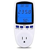 Upgraded Night Vision Power Meter Plug, Power Consumption Monitor Energy Voltage Amps Electricity Usage Monitor Digital LCD Display, Overload Protection, 7 Display Modes for Energy Saving, Watt Meter
