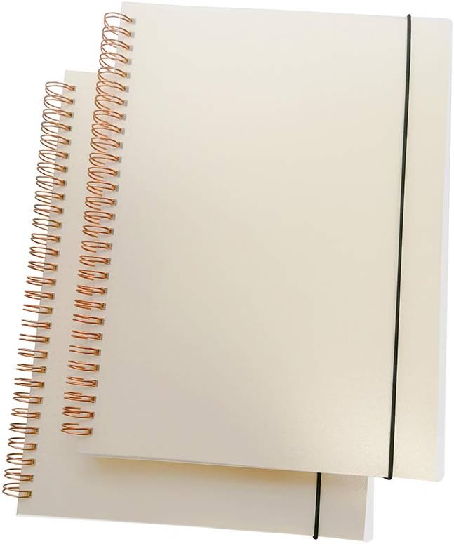 SPIRITMATE 2 Pack B5 Spiral Notebooks Hardcover with Elastic Closure Band 100g Thick Paper Dot/Ruled/Graph/Blank Wirebound Journals, 70 Sheets/140 Pages Per Each Notebook (Dot Grid)