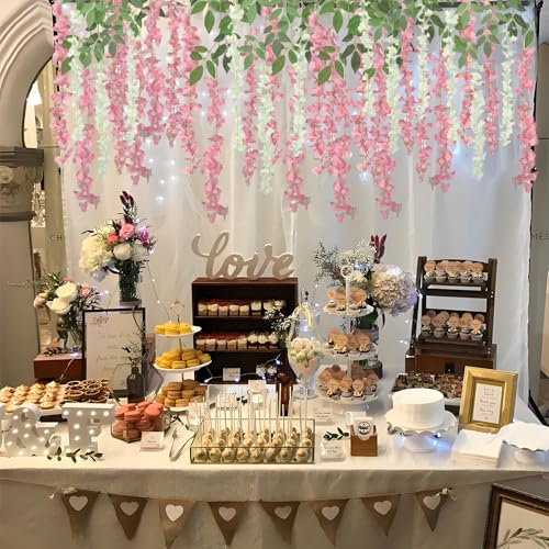 BIRDDIE 48 Pieces Artificial Flower Deco Wisteria Artificial Flowers Falling for Wedding Party Garden Decoration