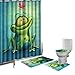 Amagical 4 Pieces Cute Frog and Lotus Flower Shower Curtain Set Bathroom Mats Set, Non-Slip Rug Carpet Toilet Cover Shower Curtain