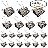 Selizo 66 Pcs Black Binder Clips with Assorted Sizes