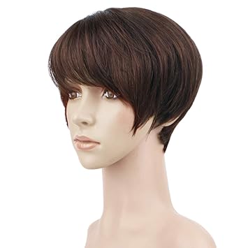 Amazon Com Queentas Short Pixie Wigs Human Hair With Long Bangs