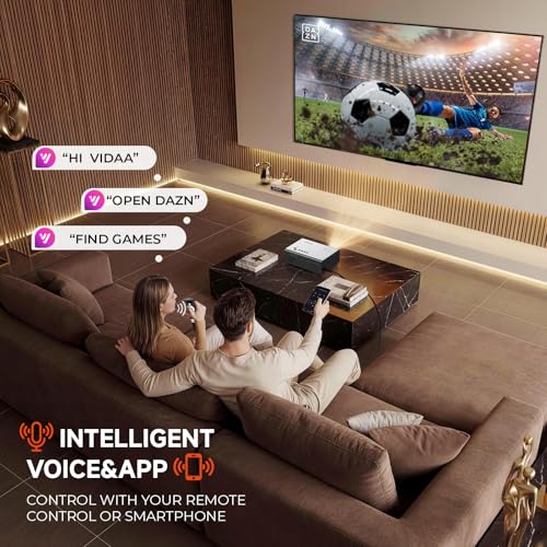 4K Projector with WiFi and Bluetooth, VIDAA Smart Projector 1200+ APPs&Official AirPlay&Voice Control 2000 ANSI Auto Focus Keystone Indoor/Outdoor Projector 60W Dolby Home Theater