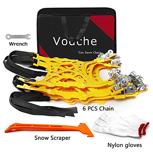 Vodche Car Snow Chains, 6Pcs Emergency Anti Slip Tire Traction Chains Upgraded TPU Snow Chain for Light Truck/SUV/ATV Winter Universal Tire Security Chains (Tire Width 165-285mm/6.5-11.2'') - Thumbnail 7