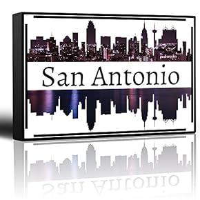 City Skyline Series - San Antonio - Colorful Urban Art - Sunsets and Silhouettes Famous Buildings and Landmarks - Canvas Art Home Art - 12x18 inches