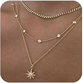 Diamond Necklaces for Women, Dainty 14k Gold Choker Necklace Simple Layered CZ Jewelry Necklaces for Women Trendy Gifts