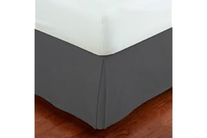 MK HOME Mk Collection Solid Pleated Queen Bed Skirt 14" Drop Dark Grey/Charcoal New