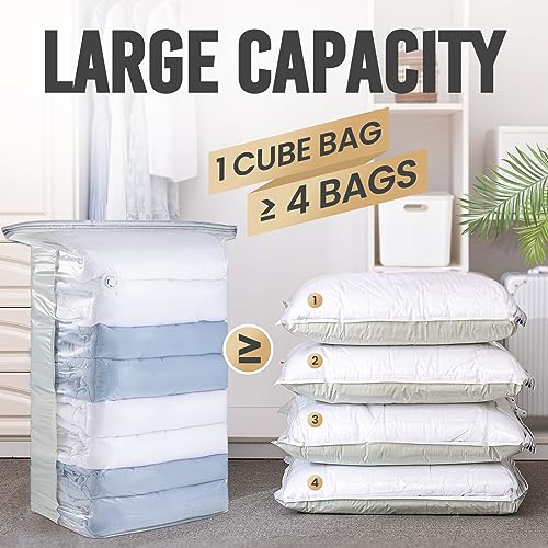 TAILI Vacuum Storage Bags 4 Pack, Jumbo Cube (31x40x15 Inch), Cream photo 12