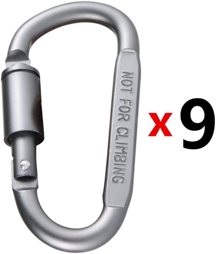 Zhuoyue 9pcs 9 Aluminum DRing Carabiner, Light But Sturdy
