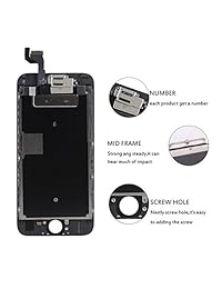 Compatible con iPhone 6S pantalla de repuesto negro 4,7 pulgadas digitalizador con sensor de proximidad + altavoz auditivo + herramientas de reparación de cámara frontal pantalla táctil LCD marco de montaje completo kit de reparación 10 minutos de reempla