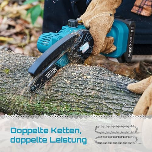 Mini Kettensäge mit Akku 6 Zoll, Kettensäge Elektrisch mit Auto-Oil
