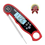Instant Read Meat Thermometer Waterproof Thermometer Digital Themometer With Large Backlit LCD Calibration And Backlight Functions Thermometer For BBQ. Meat. Tea. Milk. Soup. (GordonChann Red)