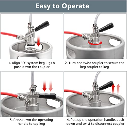 MRbrew Keg Coupler, Commercial Sankey Kegerator D System Stainless