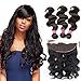 Brazilian Body Wave 13x4 Ear to Ear Full Lace Frontal Closure With Bundles, Unprocessed Virgin Human hair Natural Color