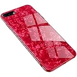 Anyos iPhone 7plus 8 Plus Case, Tempered Glass Pattern Painted Mirror Bumper Cover for iphone7 8plus (Red Shell)