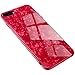 Anyos iPhone 7plus 8 Plus Case, Tempered Glass Pattern Painted Mirror Bumper Cover for iphone7 8plus (Red Shell)