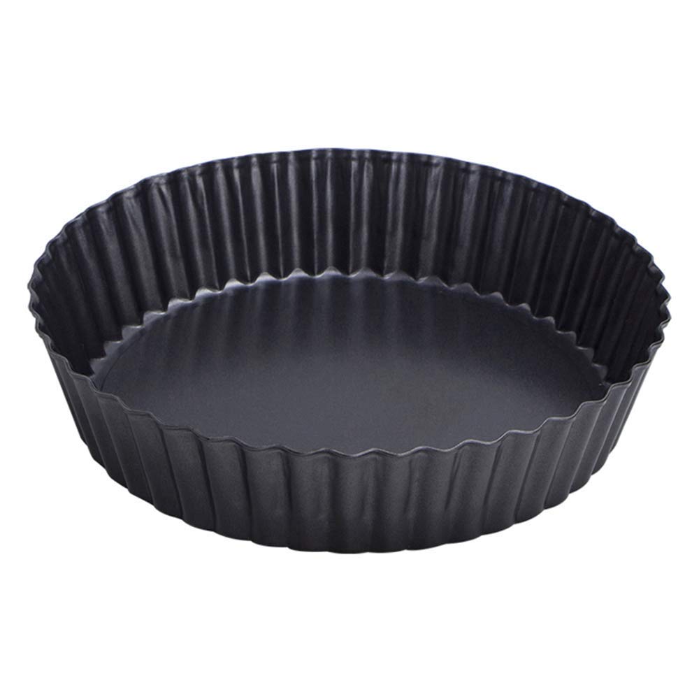 webake Deep Quiche Dish Tart Tin with Loose Base 9.5 Inch 24cm Pie Dish Non Stick Extra Deep Fluted Tart Mould, Black