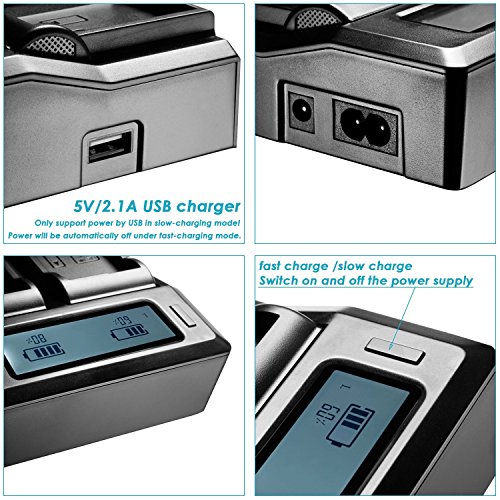Neewer Dual Chargeur de Batterie Remplacement pour BC-W126 Compatible avec NP-W126 pour Fuji FinePix HS30EXR HS33EXR HS35EXR HS50EXR X-A1 X-E1 X-E2 X-M1 X-Pro1 X-T1 etc. - Image 5