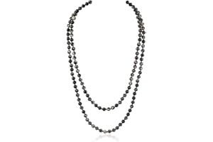 RIAH FASHION Bead Strand Versatile 60" Long Wrap Necklace - Handmade Knotted Multi Layer Sparkly Crystal, Semi Precious Natural Stone, Lava, Glass Faux Pearl