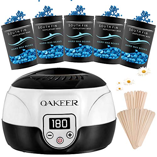 Oakeer Waxing Kit Digital Display Wax Warmer 1.1lb Wax Beans Women Men