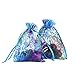 Mudder 100 Packs Coralline Pattern Organza Gift Bags Party Wedding Favor Bags Jewelry Pouches, 4.7 x 3.5 Inch, Blue