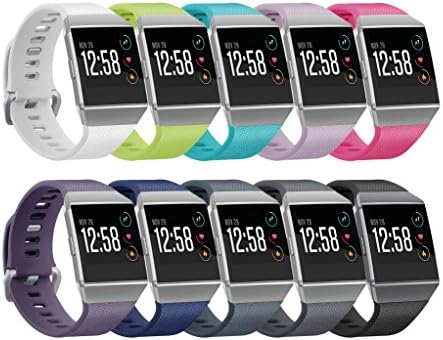 Tonsya Fitbit Ionic Bands Classic Replacement Wristbands Accessory Bands for Fitbit Ionic Smart Watch,10 Colors Small Large, Men Women No Tracker (10Pack, Small)