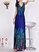 VSVO Women's Peacock Maxi Long Beach V Neck Dresses (Adult, Blue)