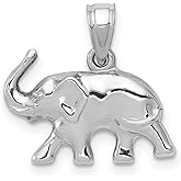 JewelryWeb 14k White Gold Polished Elephant Pendant Necklace 12x17.25mm Wide Pendant for Women