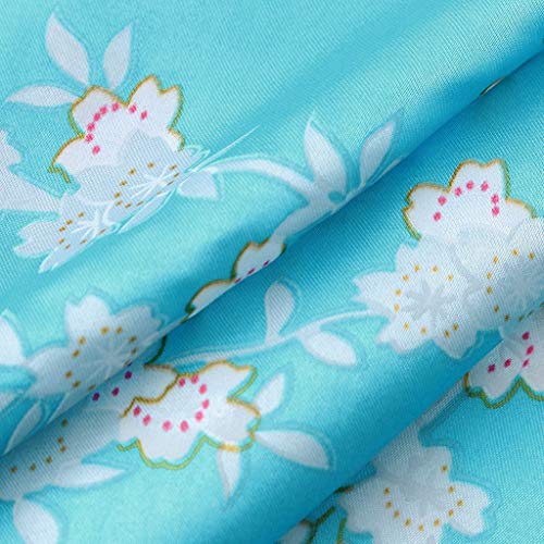 Girls Satin Bathrobe Size 4-12,SMALLE◕‿◕ Girls Ancient Art Print Silk Satin Long Bathrobe Kimono(9 Color) Sky Blue