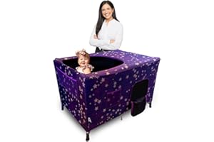 Ark Royale Sleep’N’Shade PRO Series – Blackout Pack N Play Cover with Video Monitor Pouch – The Darkest Canopy Crib Cover for Travel Naps Play or Sleep – for Age 4 Months and Older – PRO Purple