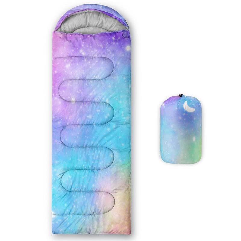 HOSIMA Sleeping Bags for Boys Girls Kids,Colorful Lightweight Warm Portable Outdoor Indoor Waterproof Cold Resistant Sleeping Bag for Camping Hiking (Colorful)