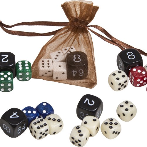 Christianos Mother of Pearl Type Dice Set from Greece Emerald/Ivory 7/16"