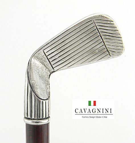 CAVAGNINI Italy Walking Stick Metal Alloy Handle And Beech Wood Stick Golf Customizable Lenght, Color Engraving Your Initials. For Women Men Black Vintage Great Gift quality italian craftsmanship