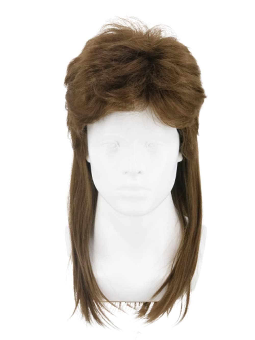LeMarnia 80s Men's Long Straight Hair Mullet Wig Halloween Costume Party Wig — image 1