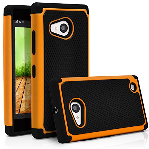 Nokia Lumia 730 Case, Nokia Lumia 735 Case, MagicMobile [Dual Armor Series] Durable [Impact Shockproof Resistant] Double Cover [Hard Shell] + [Flexible Silicone] Case for Nokia Lumia 730/635 - Orange