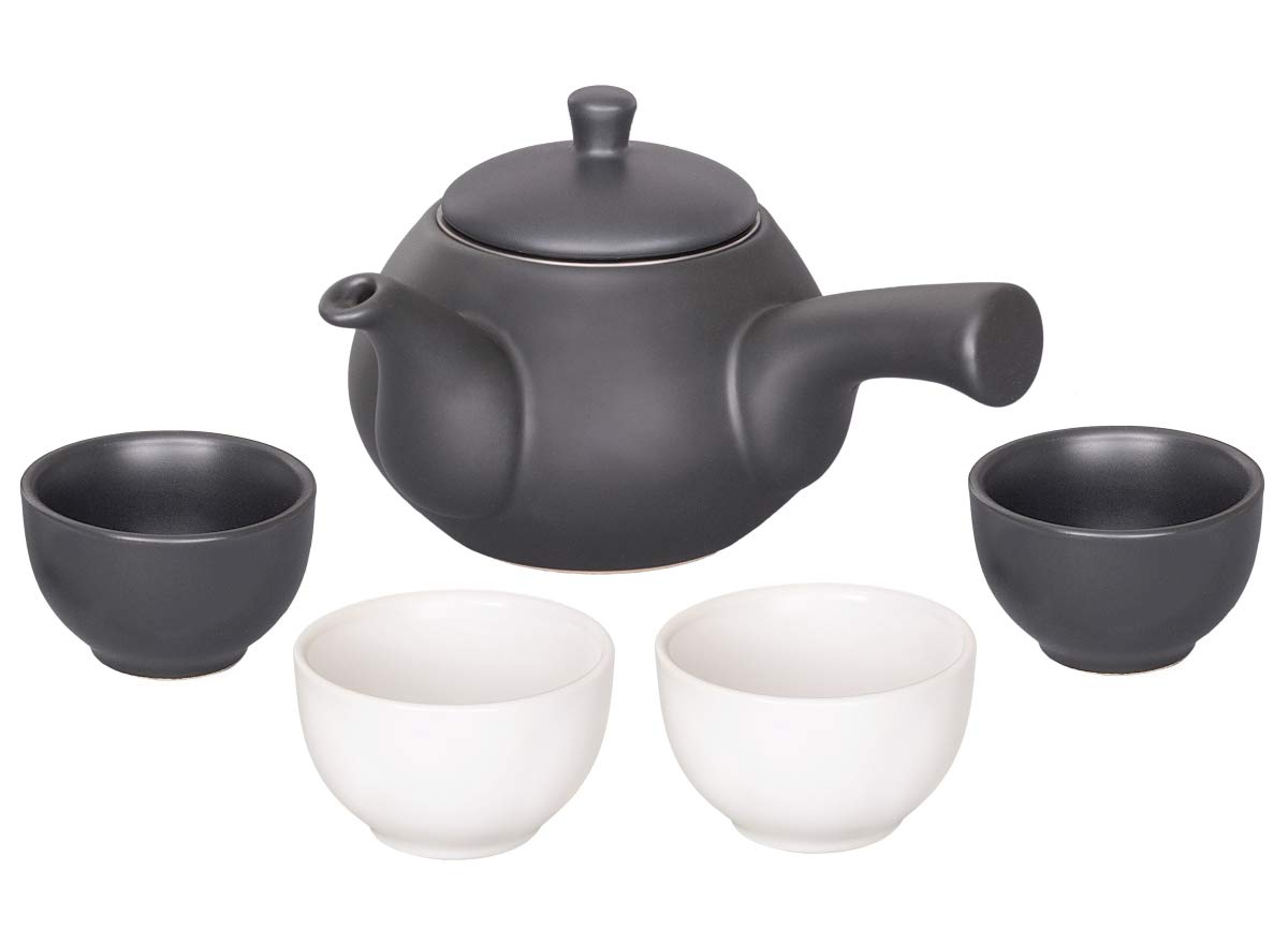 China-Trends Japanese tea set: teapot 500 ml with side handle and 4 tea cups 70 ml made of ceramic.