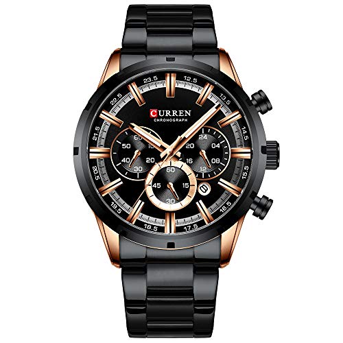Curren 8355 - Reloj de pulsera para hombre, analógico, de acero y cuarzo, color negro