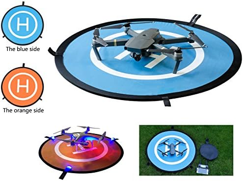 Qubuy Drone Landing Pad with LED Litghts, Drone and Quadcopter 30 inch Portable Fast-Fold Waterproof RC Aircraft Soft Helipad for DJI Phantom 2/3/4/4 Pro, Inspire 1/2, Mavic AIR/Pro& More