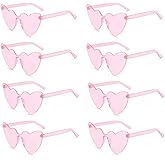 HKOVNE 8 Packs Heart Shaped Sunglasses for Women Pink Cat Eye Heart Glasses Bachelorette Wedding Party Favors Bulk