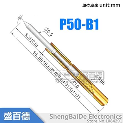 100Pcs P50-B1 Spring Test Probe Pogo Pin Dia 0.5mm Length 16.35mm Sondes, câbles