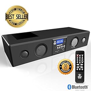 Pyle 3D Surround Bluetooth Soundbar – Sound System Compatible to TV, USB, SD, FM Radio with 3.5mm AUX Input and Wireless Remote – PSBV200BT 51C4KdTB7oL