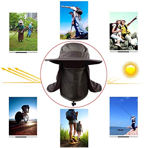 Wander G Fishing Hat for Men Women,Outdoor Sun Cap UPF 50+ UV Sun Protection with Removable Neck Flap, Face Cover Mask & Windproof Strip, Sun Hat for Outdoor Sports & Travel - Thumbnail 6
