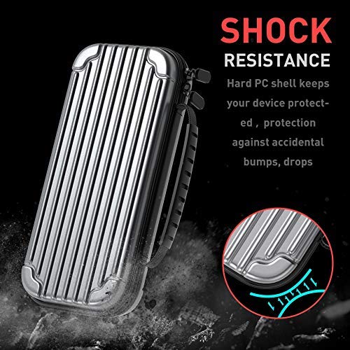 MEQI Nintendo Switch Carrying Case Protective Hard Shell Slim Travel Carry Case -10 Game Cartridge Holders Portable Carry Case Pouch for Nintendo Switch Console & Accessories - Silver
