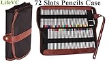 Colored Pencils Holder,LifeVC 72 Pencils Case,Canvas Roll up Wrap Bag Pouch For Gen Pens,Colored Pencils Set(Colored Pencils Not Included)