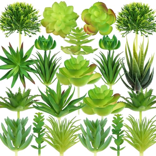 QUOZUO 22pcs Artificial Succulents Realistic Mini Succulent Plants, Green Succulents Small Plants