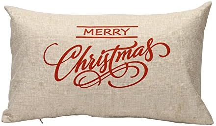 Balakie Vintage Christmas Cushion Cover, Letter Throw Pillow Case Sofa Waist Decor Pillowcase Rectangle Pillowslip(B,30cmx50cm/11.8" x19.6)