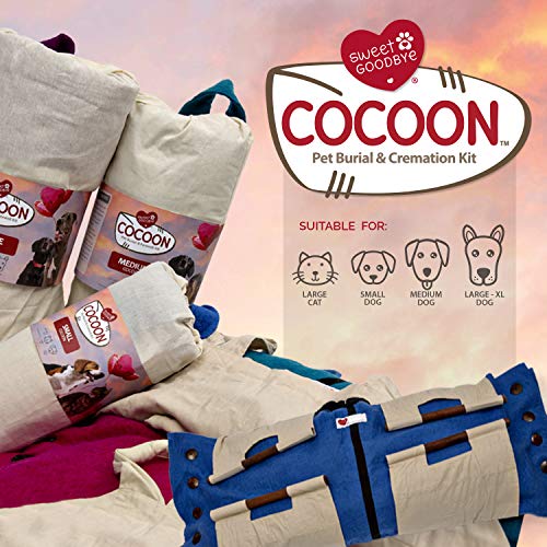 Sweet Goodbye Cocoon eco-Friendly Pet Burial & Cremation Ceremony Kit for Dogs and Cats (Medium, Indigo)